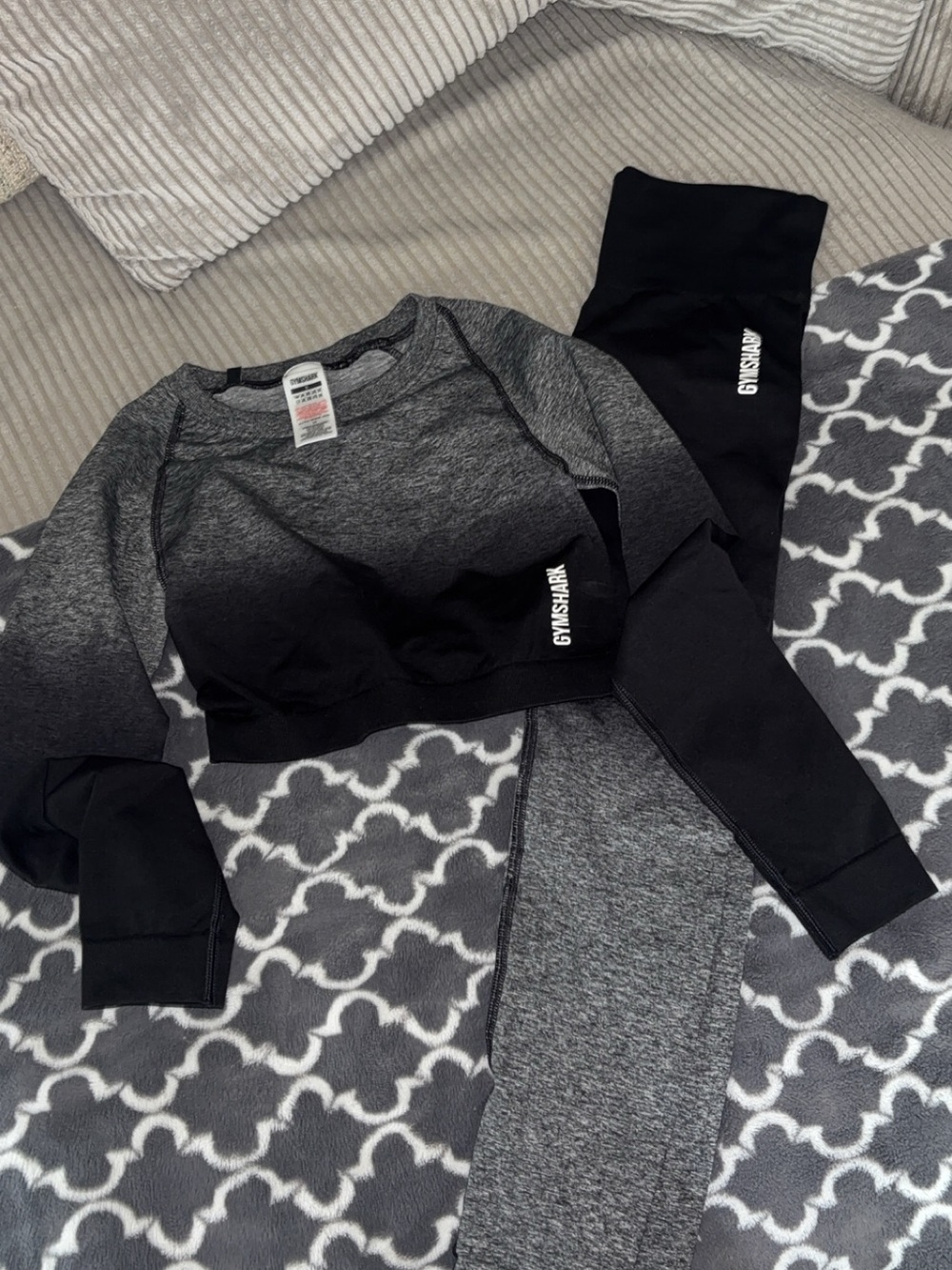 Gymshark Ombre Grey & Black Cropped Sweatshirt Set